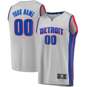 Detroit Pistons Fanatics Branded Youth Fast Break Replica Custom Jersey Silver - Statement Edition