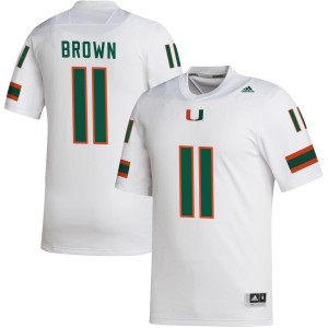Jacurri Brown Miami Hurricanes adidas NIL Replica Football Jersey - White