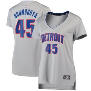 Women's Fanatics Branded Sekou Doumbouya Silver Detroit Pistons Fast Break Replica Jersey - Statement Edition